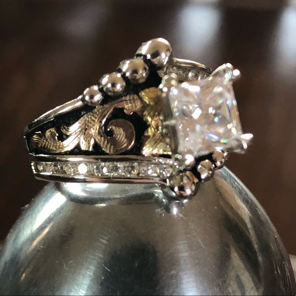 🆕 Bob Berg Princess Cut Ring Stamped .925 & 10K - Picture 2 of 5